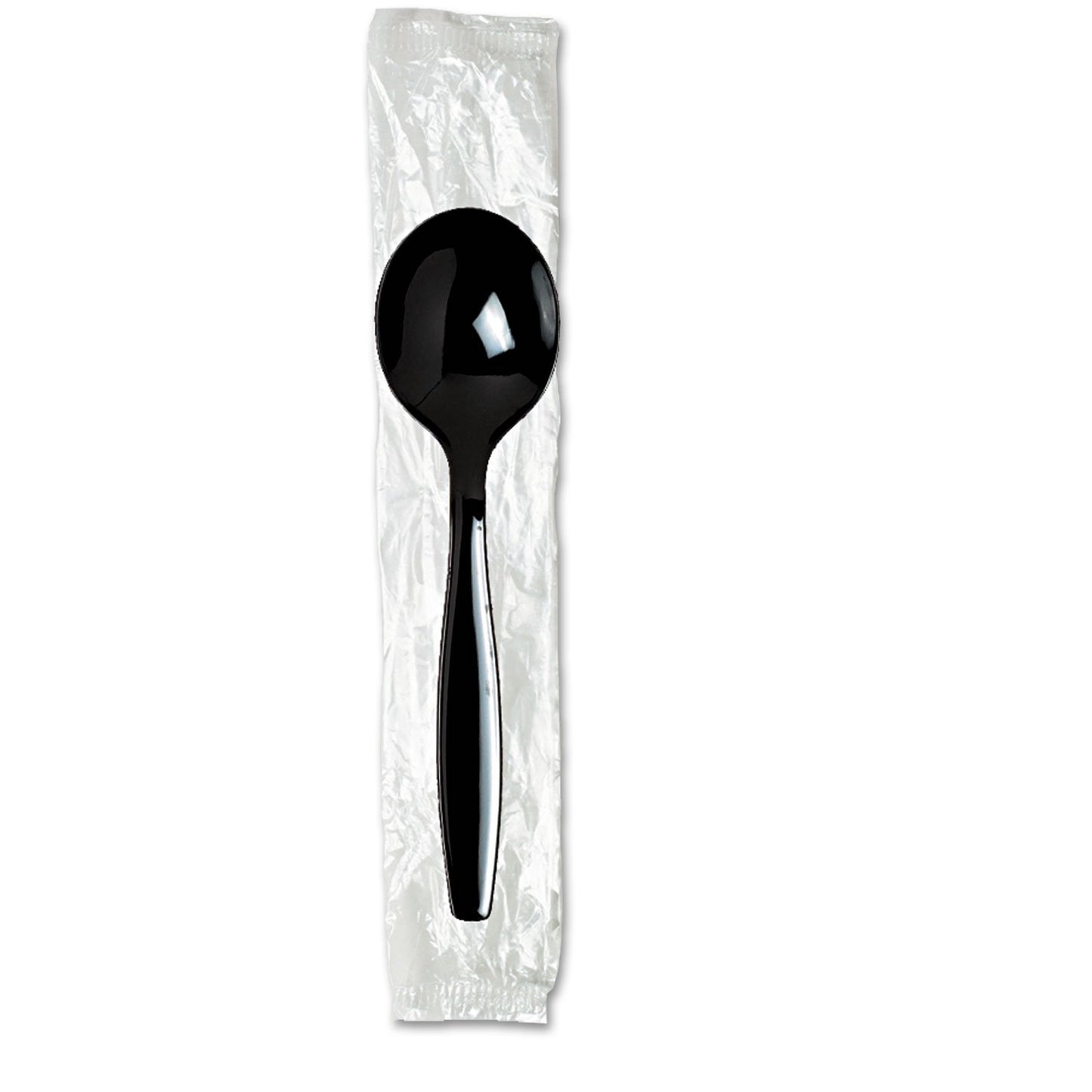 Case of Plastic - Disposable - Individually Wrapped - Heavy Weight - Black Soup Spoon| 1000 ct.  Nicole Fantini   