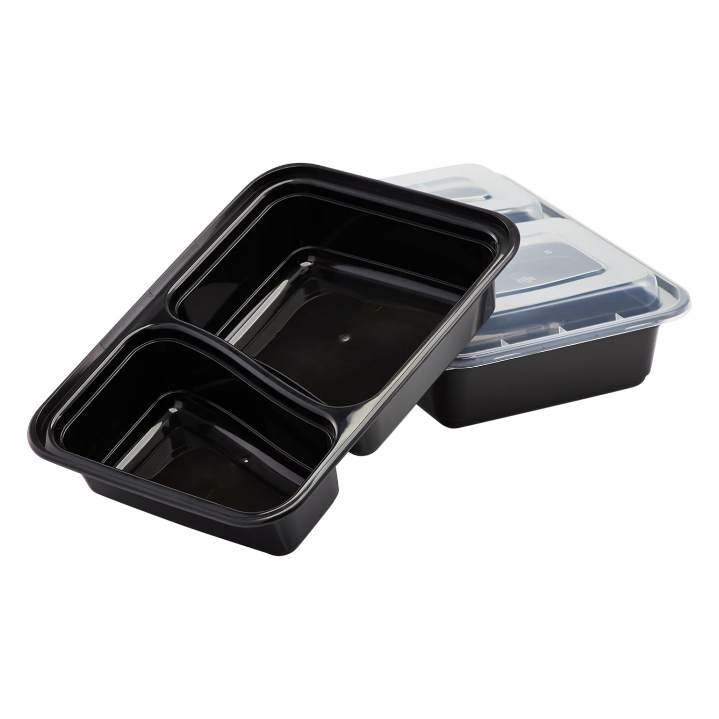 *BULK* 30oz Black Rectangular 2 Section MealPrep Containers With Clear Lids Food Storage & Serving VeZee   