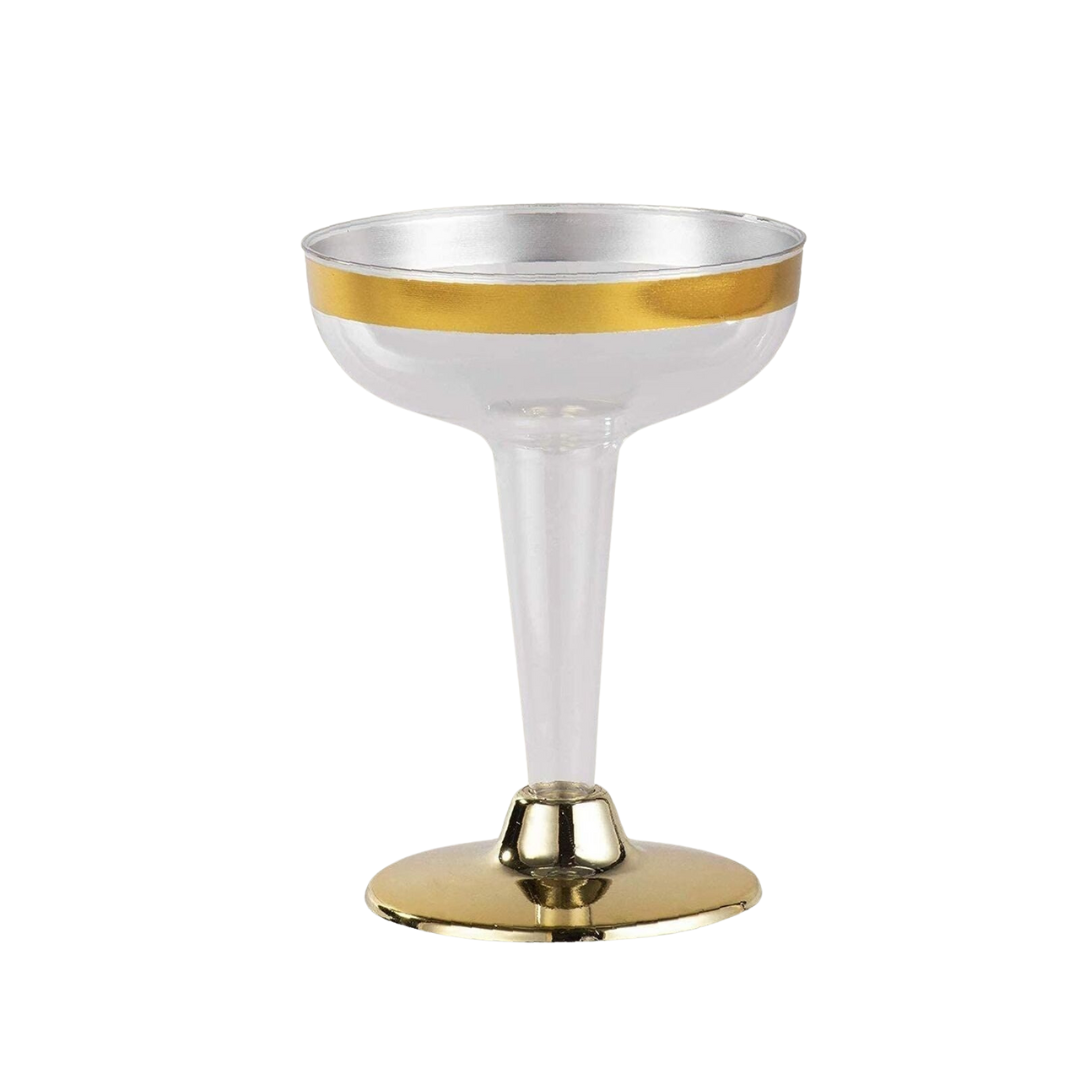 4oz Plastic Champagne Cocktail Glasses With Gold Rim & Bottom Champagne Cocktail Lillian Tablesettings