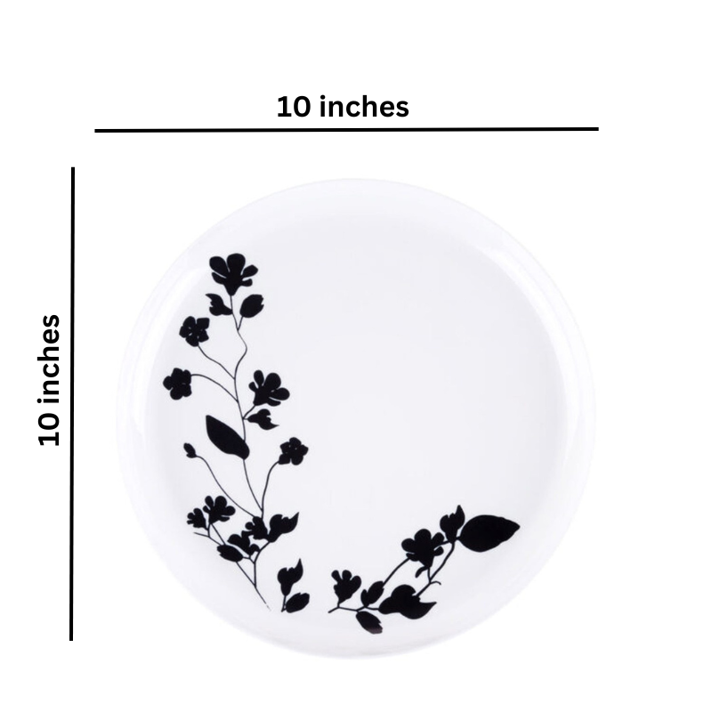 Garden Collection White and Black Round Dinner Plates 10" Tablesettings Blue Sky   