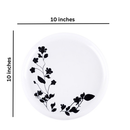 Garden Collection White and Black Round Dinner Plates 10" Tablesettings Blue Sky