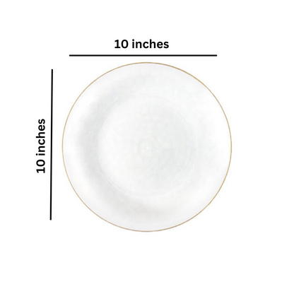 Organic Hammered White Transparent Gold Rim 10″ Plates Tablesettings Blue Sky   