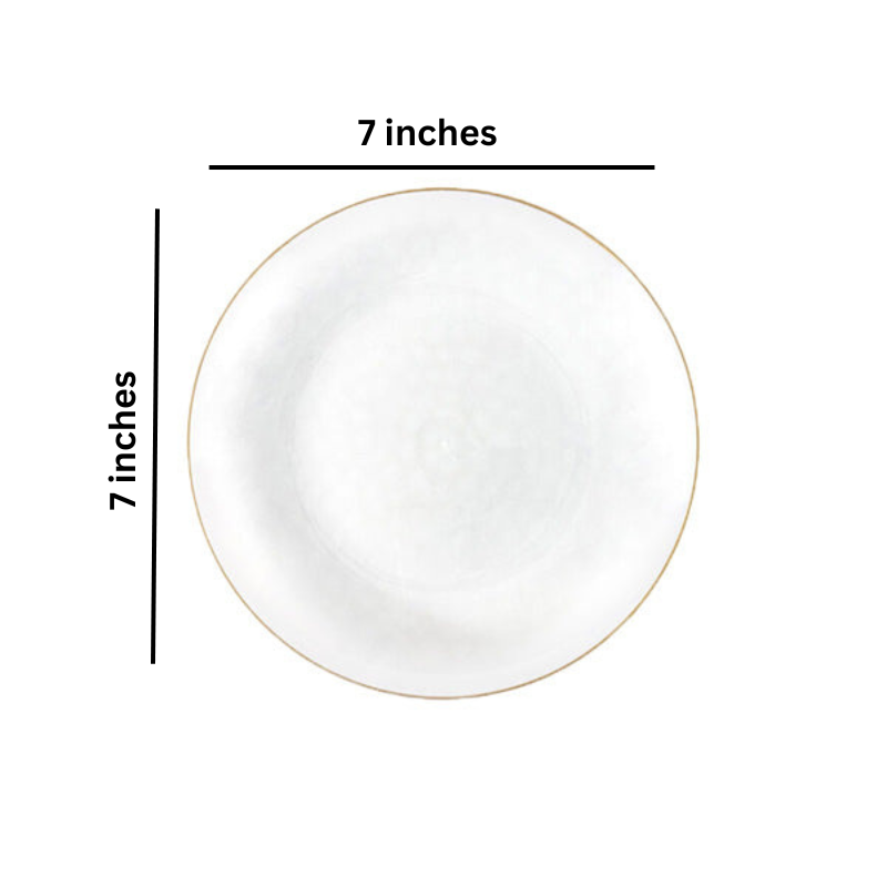 Organic Hammered White Transparent Gold Rim 7″ Plates Tablesettings Blue Sky