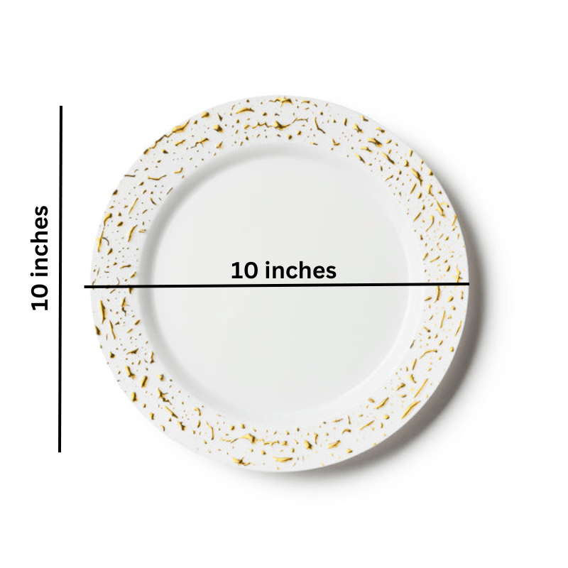 White Gold Round Plastic Plates 10