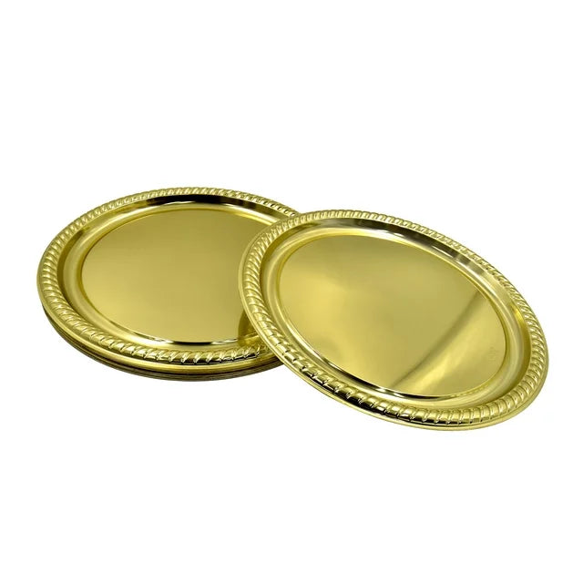 11.5" Gold Round Metallic Serving Plastic Tray Tray King Zak   
