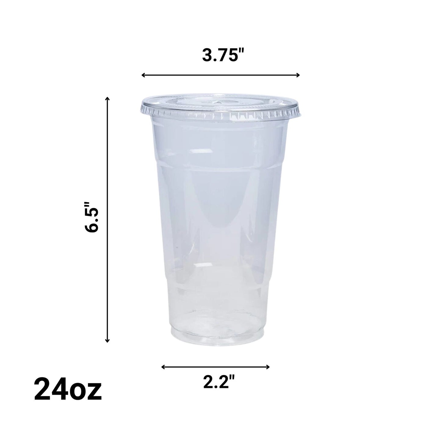 24oz Plastic Clear PET Cups With Flat Lid & Straw, for All Kinds of Beverages