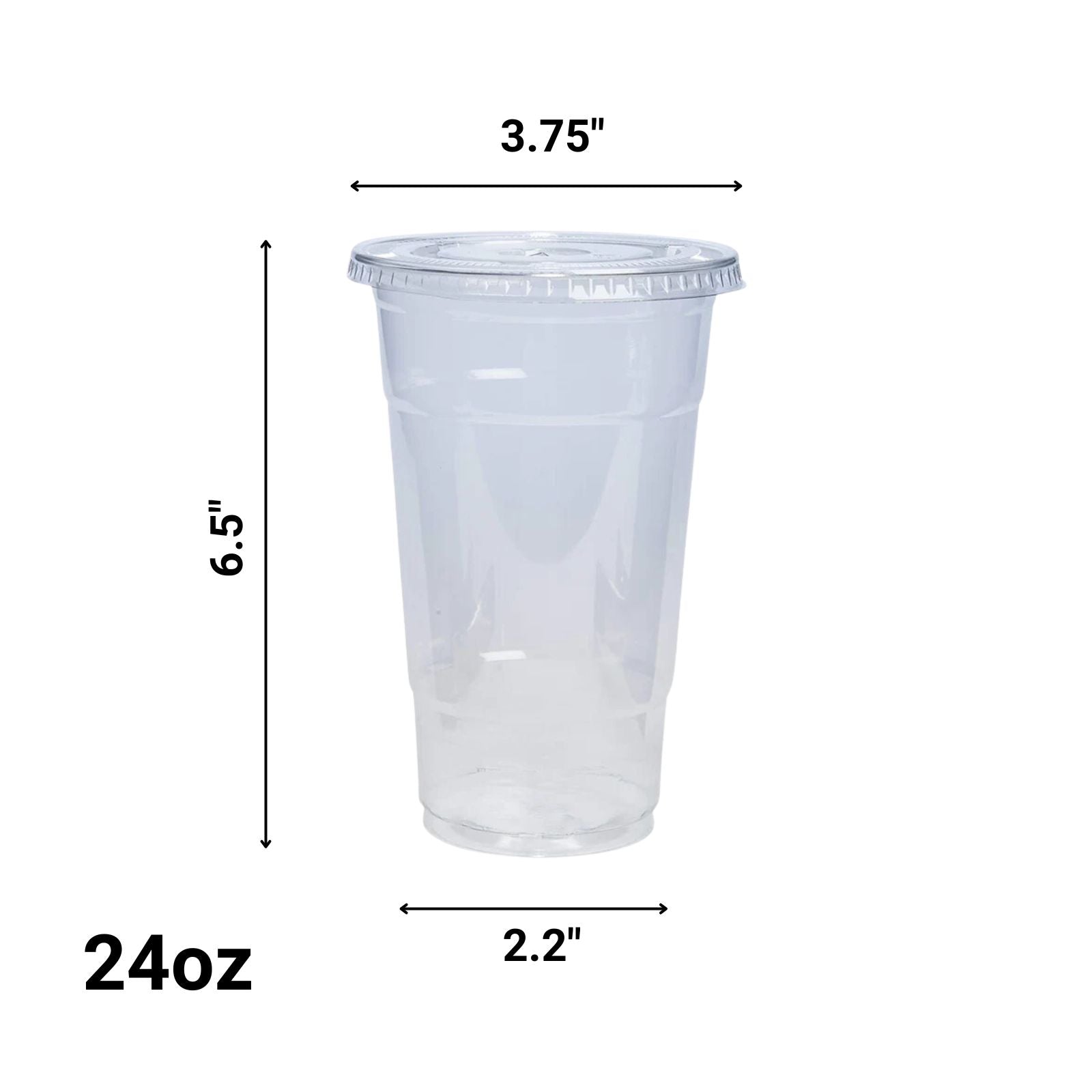 24oz Plastic Clear PET Cups With Flat Lid & Straw, for All Kinds of Beverages Smoothie Cups VeZee   