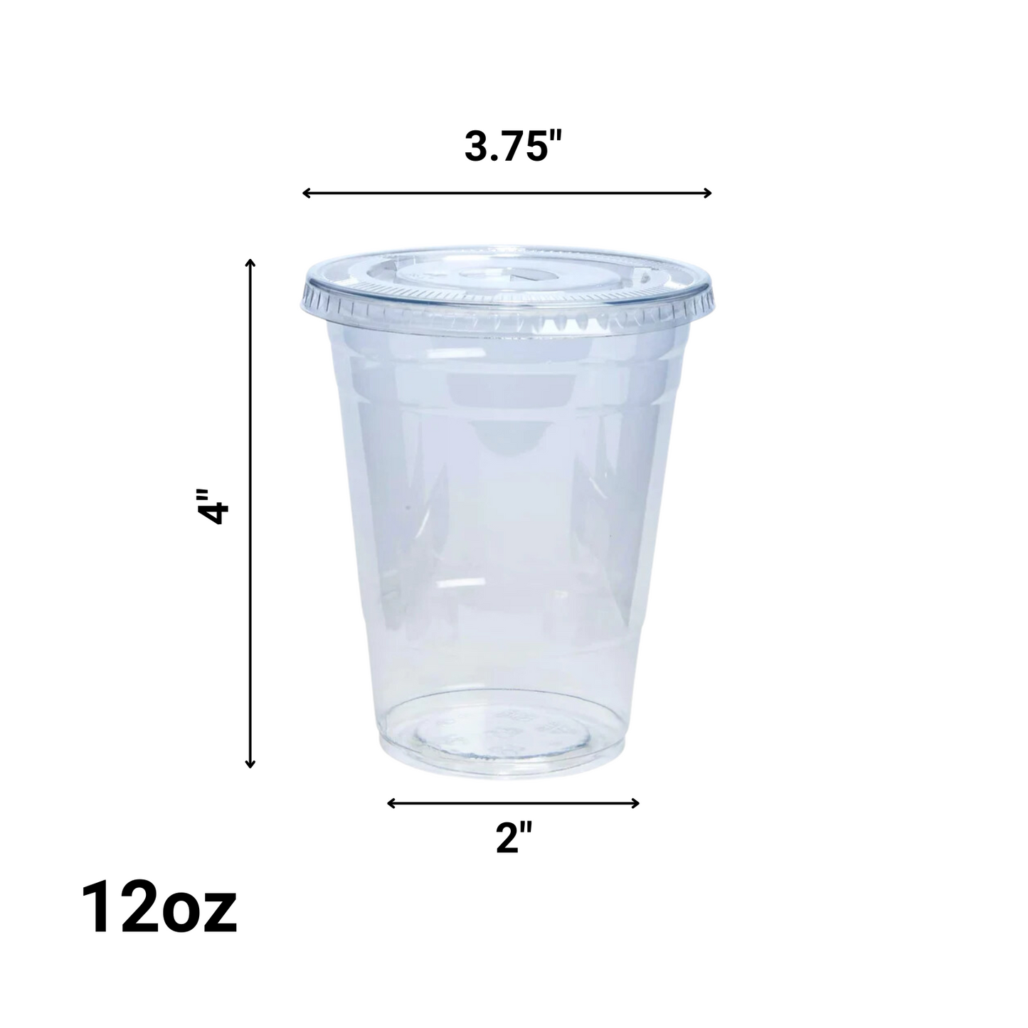 12oz Plastic Clear PET Cups With Flat Lid & Straw, for All Kinds of Beverages Smoothie Cups VeZee   