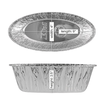 *WHOLESALE*Disposable Aluminum 2lb Medium Oval Loaf Pans: Ideal for Baking: 200CT Cake Pan VeZee