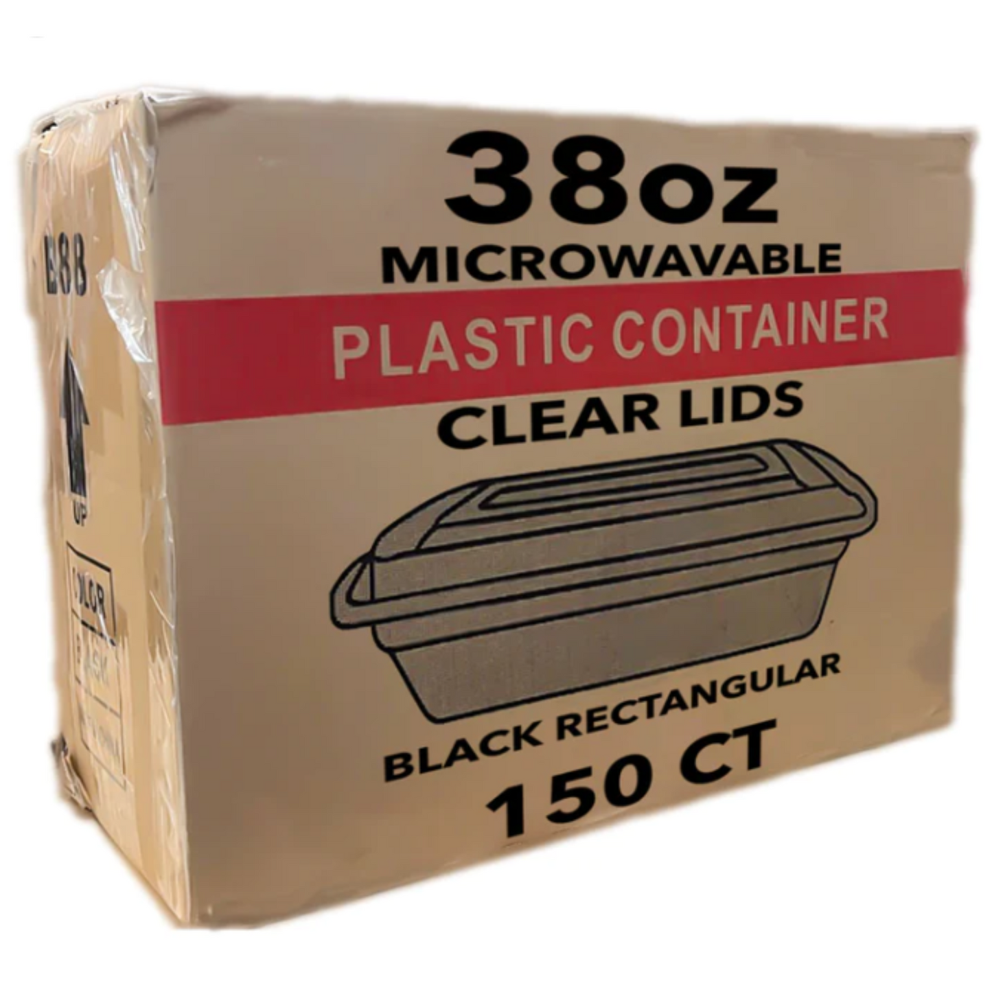 *WHOLESALE* 38oz. Black Rectangular Containers with clear lids | 150 ct/Case Food Storage & Serving VeZee   