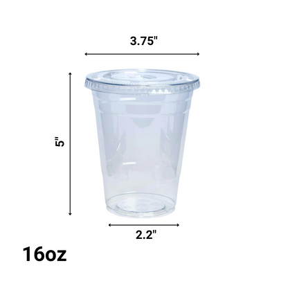 *WHOLESALE* 16oz Disposable Plastic Clear PET Cups | 1000 ct/Case Smoothie Cups VeZee   