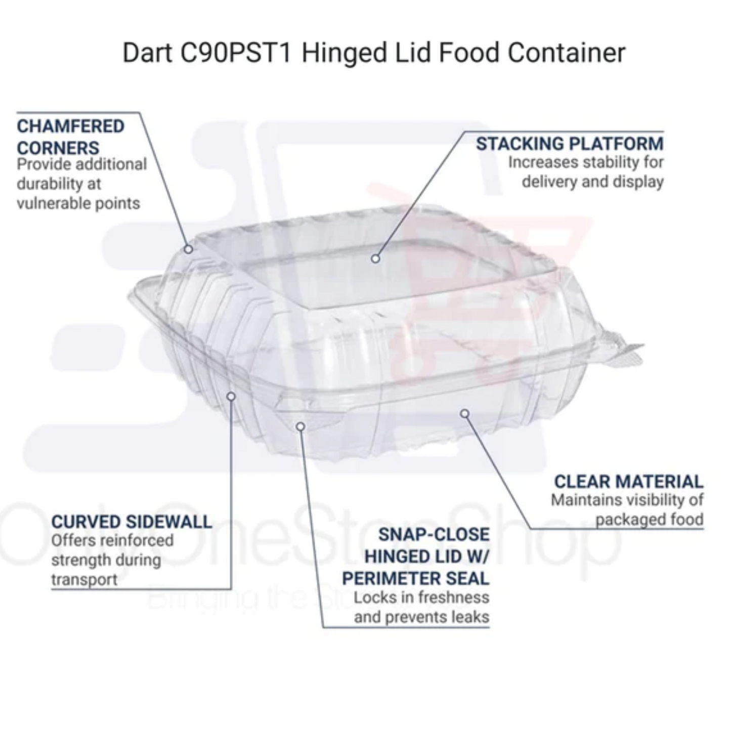 *WHOLESALE* DART Model # C90PST1| ClearSeal Hinged Lid Container | 250 ct/case Smoothie Cups Dart   