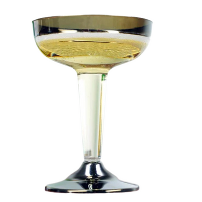 4oz Plastic Champagne Cocktail Glasses With Silver Rim & Bottom Champagne Flutes Lillian Tablesettings