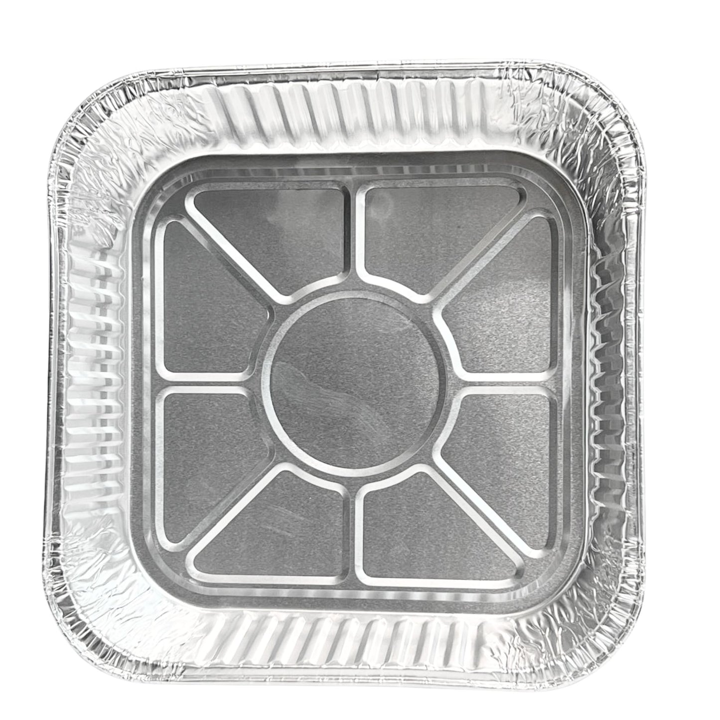 Aluminum foil food container on a white background