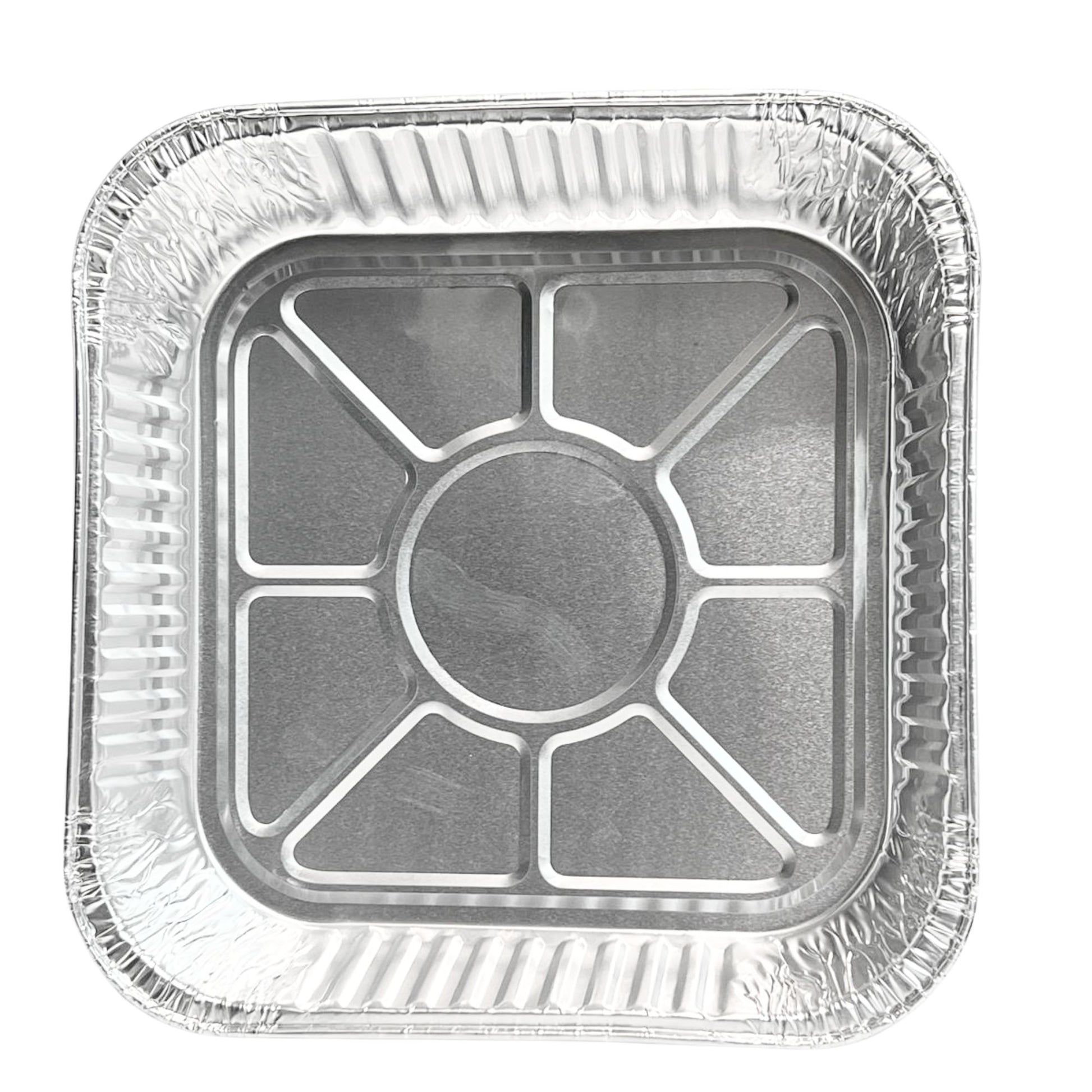 Aluminum foil food container on a white background