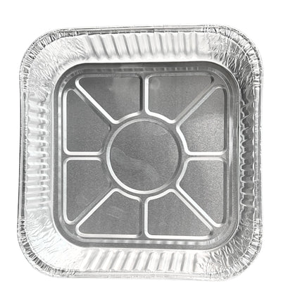 Aluminum foil food container on a white background