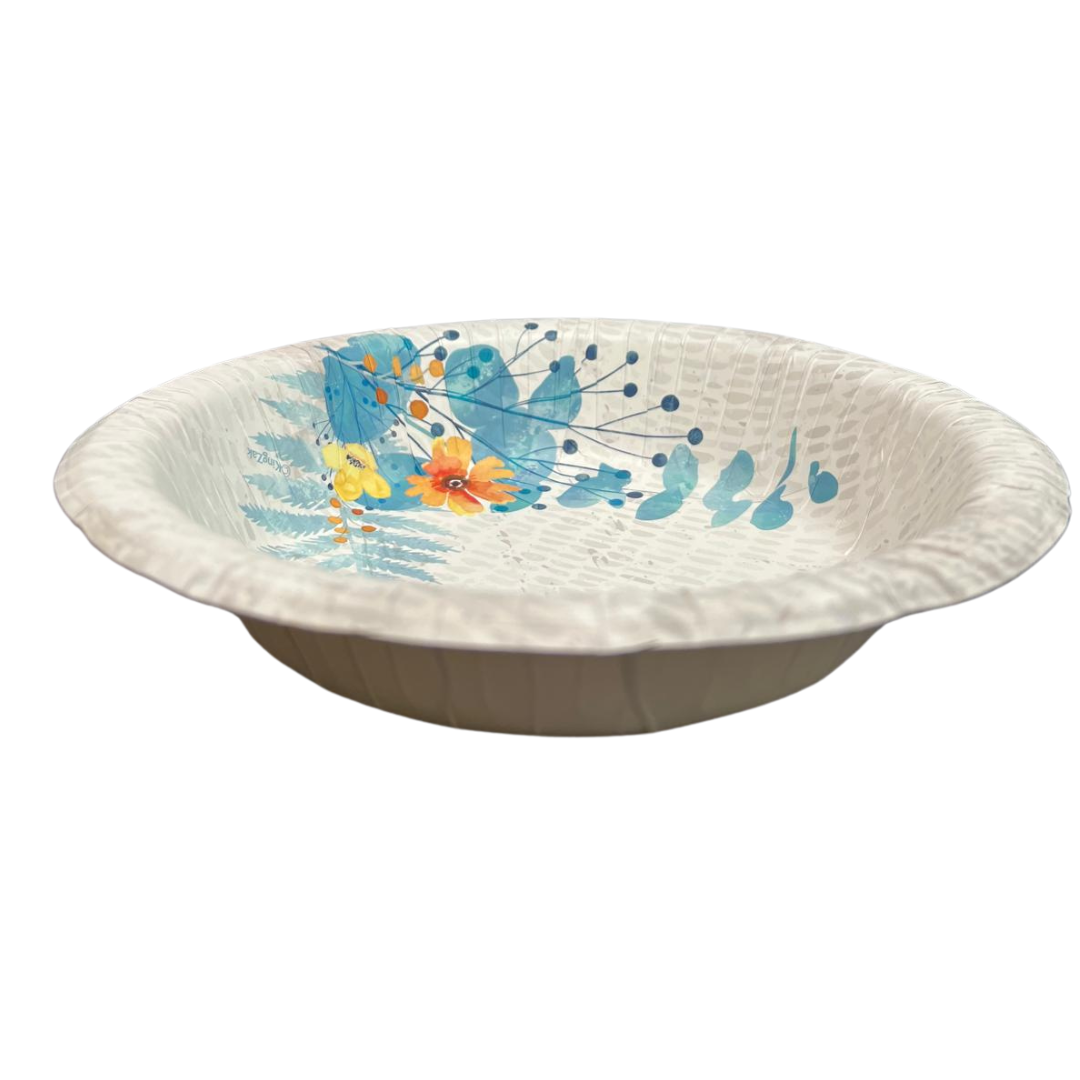 Floral Bliss Teal 20oz Paper Bowls Disposable Bowls Nicole Home Collection