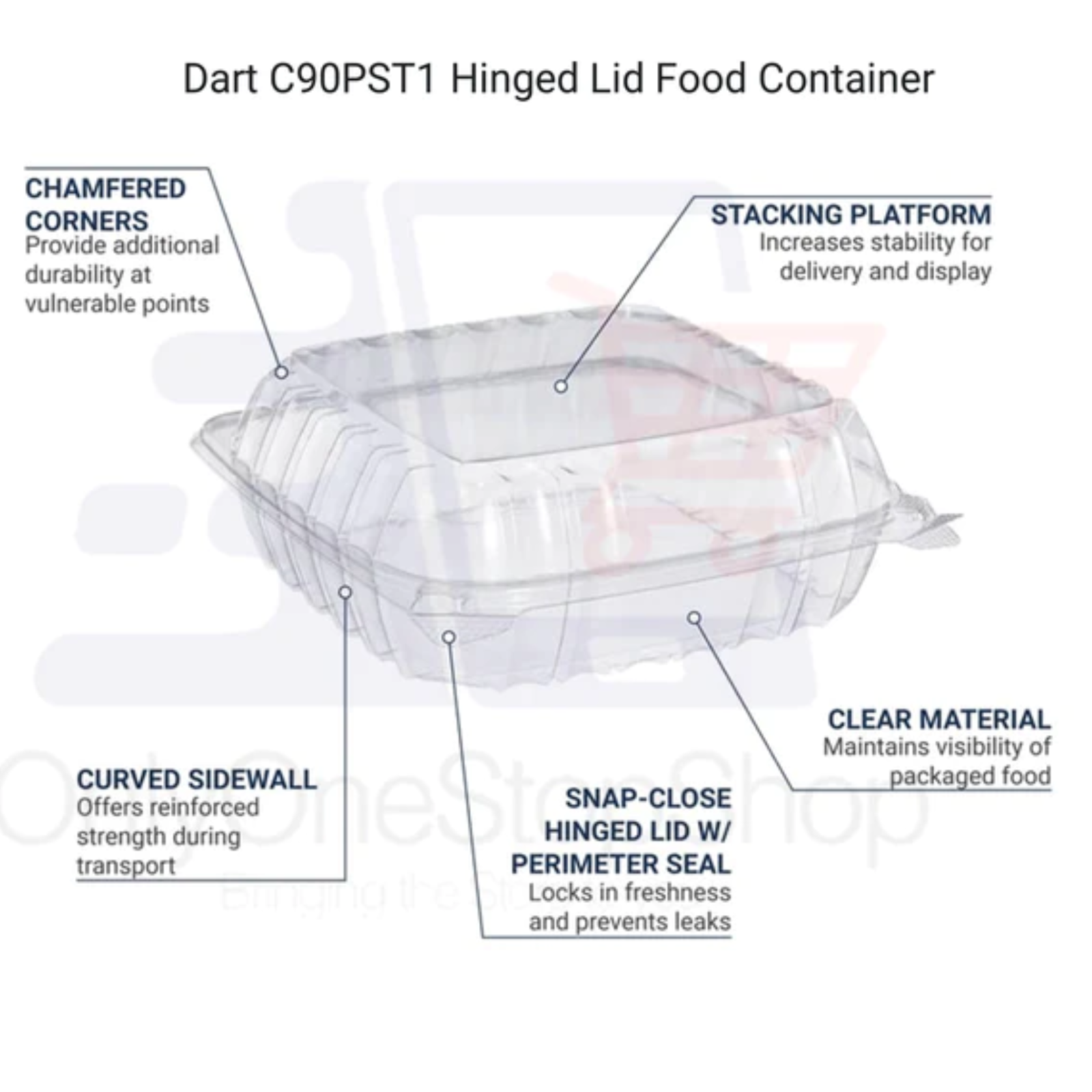 DART Model # C90PST1| ClearSeal Hinged Lid Plastic Container Smoothie Cups Dart   