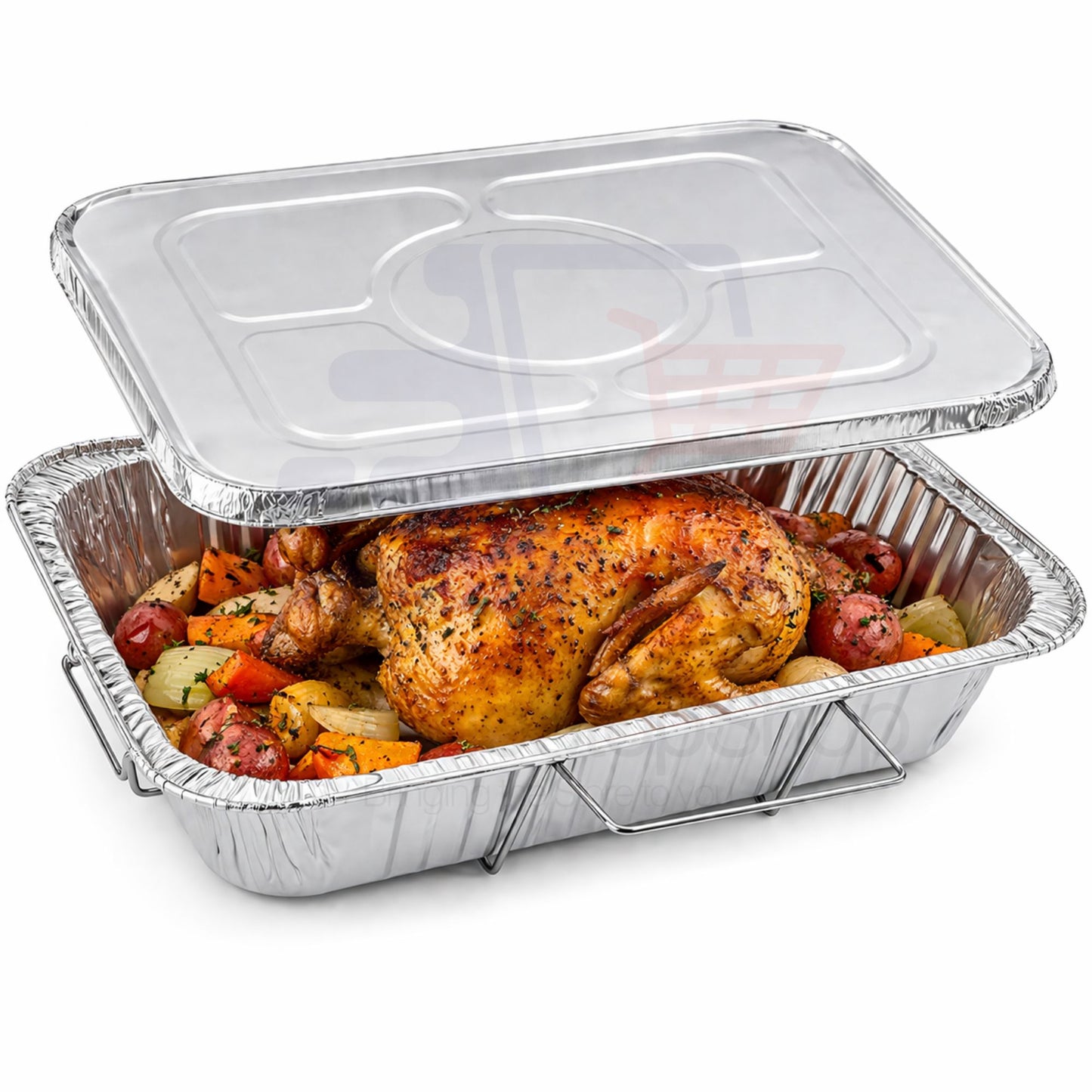 Full Size Pan 20.75X12.75X3 inches Aluminum with Handle Rack & Lids Full Size Pans VeZee