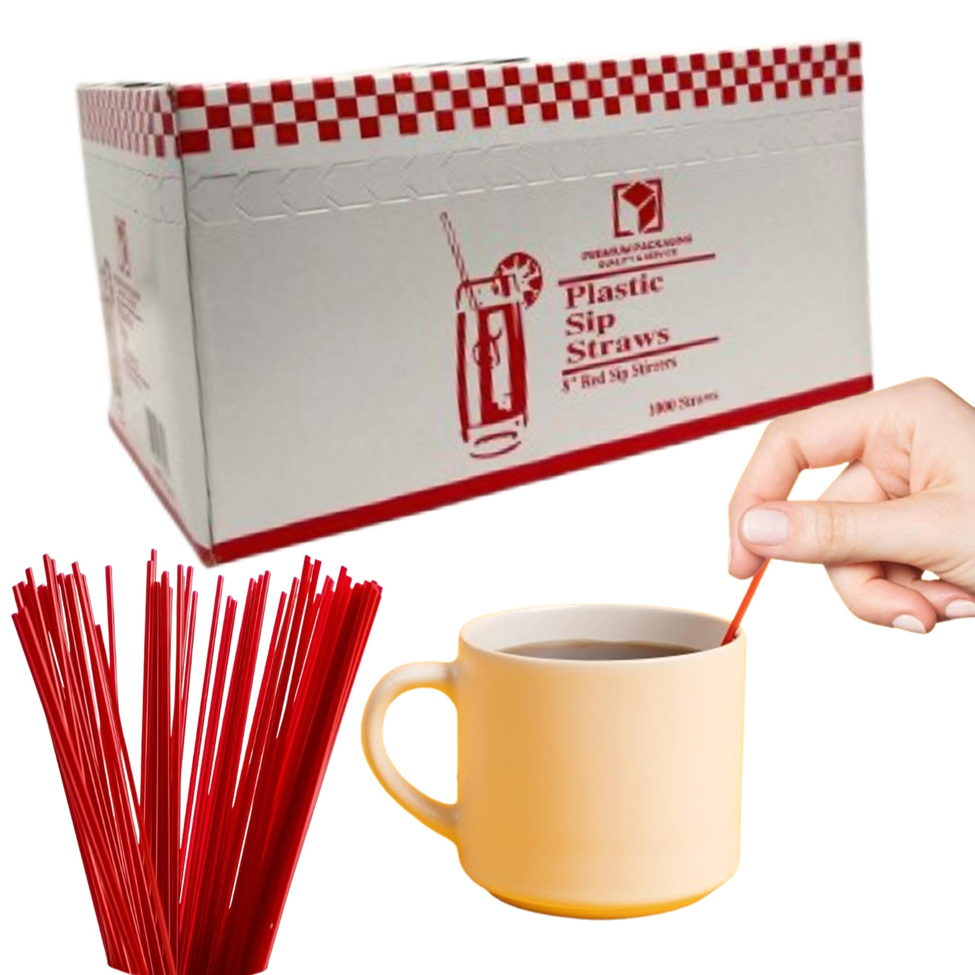 *WHOLESALE* 8" Disposable Red Plastic Heavy Duty Sip Stirrers - Coffee Stirrer Straws | 10,000 ct. Stirrers Nicole Collection   