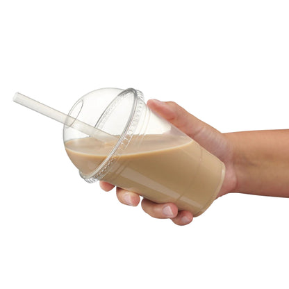 *WHOLESALE* Crystal Clear Dome PET Plastic Lids with 0.75" Straw Hole – Fits 12, 16, 20 & 24 oz Cups: 1000CT/Case Disposable Lids VeZee