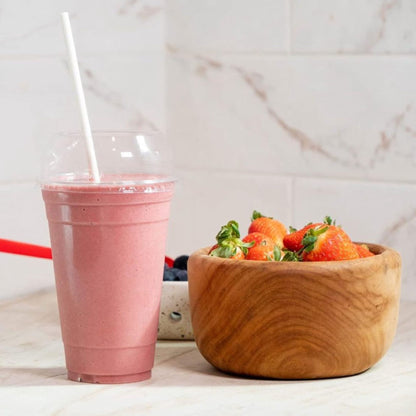 20oz Clear PET Plastic Cups with 2" Wide Dome Lid & Straw Smoothie Cups VeZee