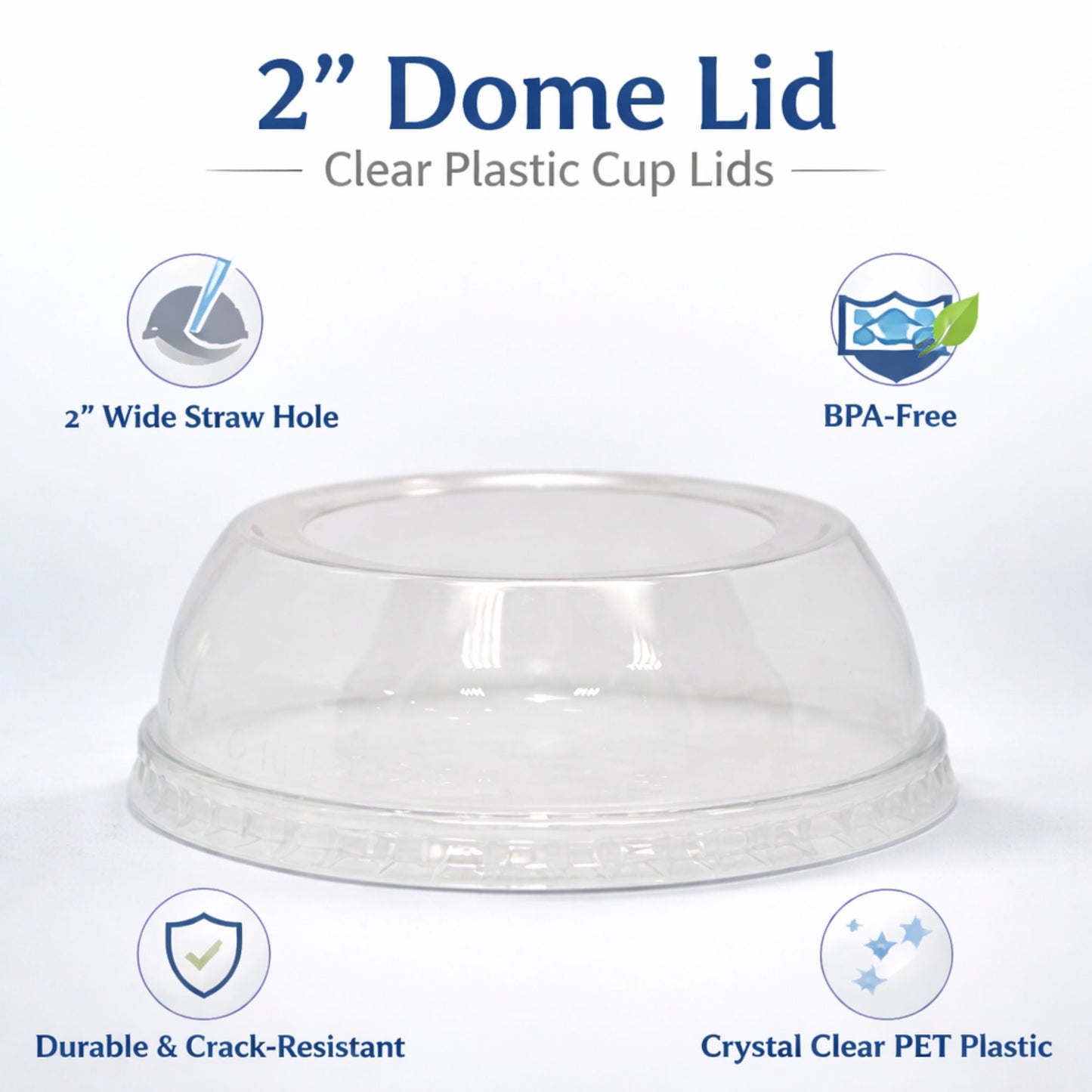 2" Wide Dome Plastic lids for pet cups Fits 12, 16, 20 & 24 oz