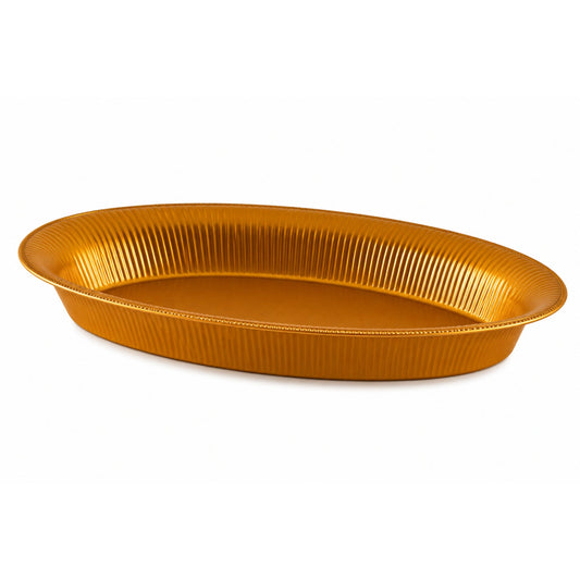 11'' x 16'' Ridged Gold Oval Plastic Bowl