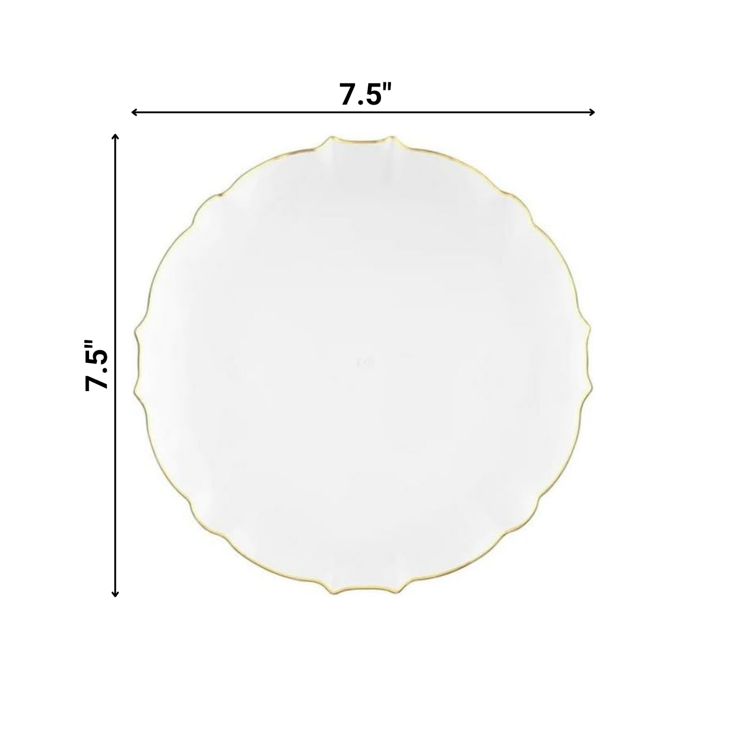 LUXE Collection White With Gold Rim 7.5" Premium Heavyweight Plastic Plates  VeZee   