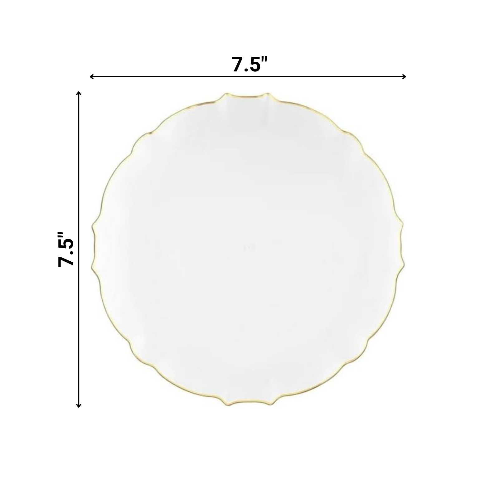 LUXE Collection White With Gold Rim 7.5" Premium Heavyweight Plastic Plates  VeZee   