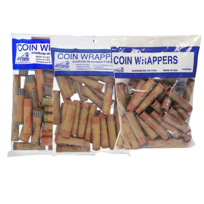 99¢ Coin Wrappers - 36 Count Pack in Each Pack Paper Coin Wrappers & Bill Straps VeZee