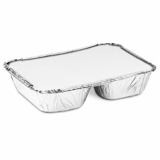 WHOLESALE 3 Compartment Aluminum Disposable Foil Pan/Tray with Board Lids 250/Case Take-Out Containers VeZee