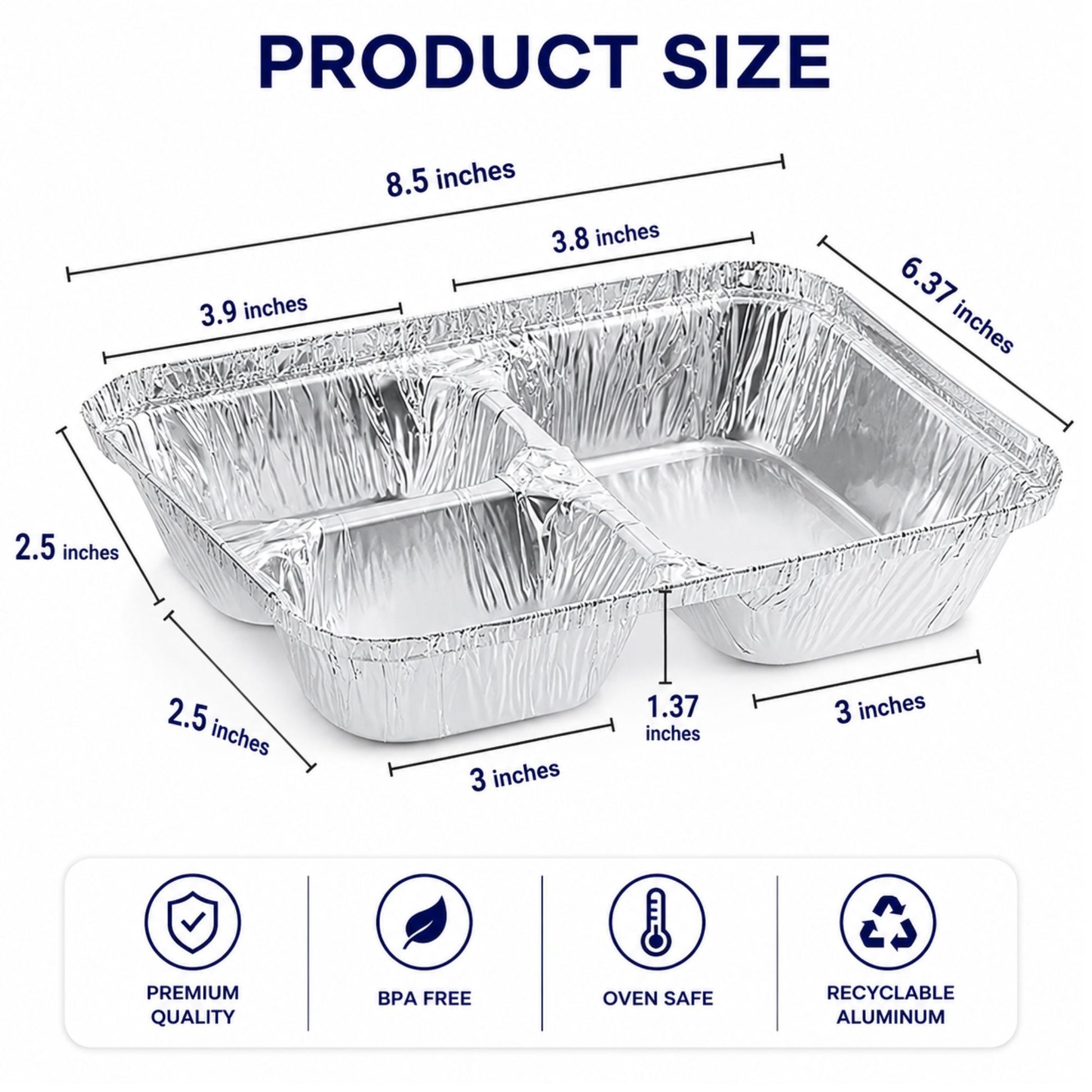 WHOLESALE 3 Compartment Aluminum Disposable Foil Pan/Tray with Board Lids 250/Case Take-Out Containers VeZee