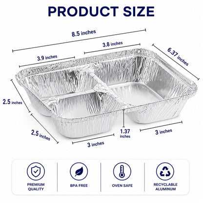 WHOLESALE 3 Compartment Aluminum Disposable Foil Pan/Tray with Board Lids 250/Case Take-Out Containers VeZee