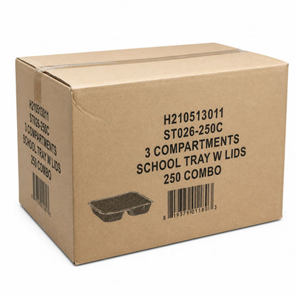WHOLESALE 3 Compartment Aluminum Disposable Foil Pan/Tray with Board Lids 250/Case Take-Out Containers VeZee