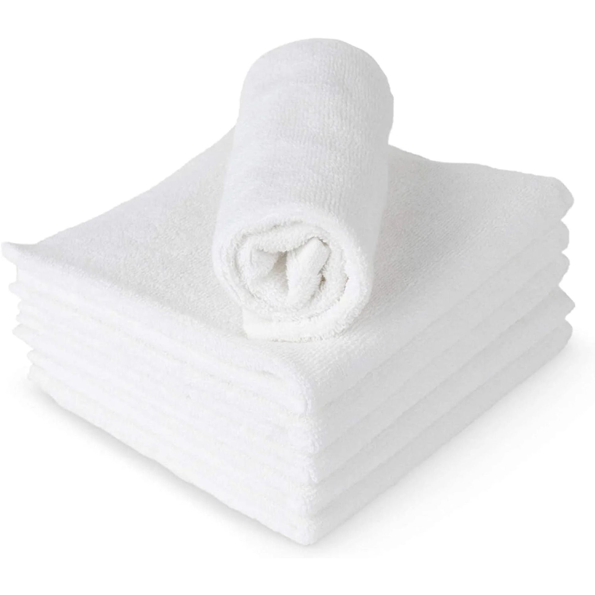 Wash Cloths 12"x12" 100% Cotton White 10 Pack Washcloths VeZee