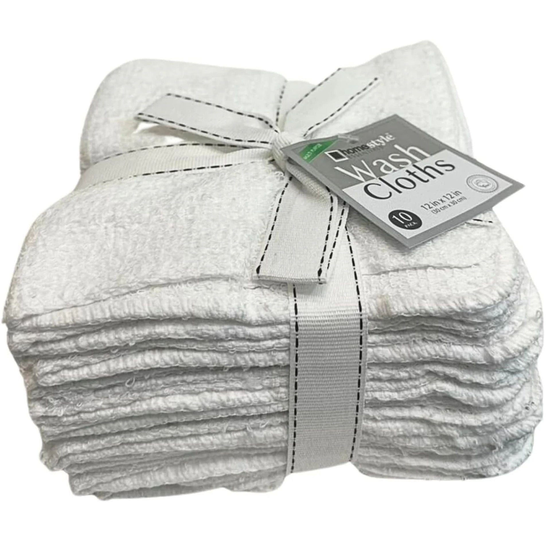 Wash Cloths 12"x12" 100% Cotton White 10 Pack Washcloths VeZee