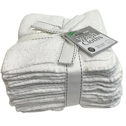Wash Cloths 12"x12" 100% Cotton White 10 Pack Washcloths VeZee