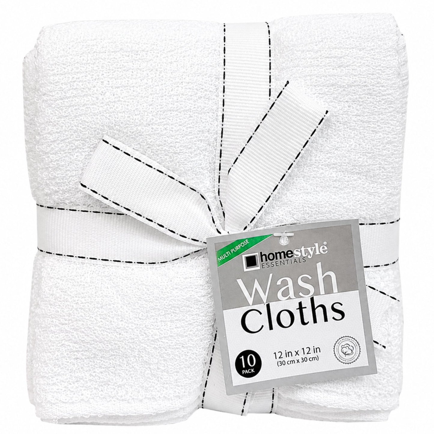 Wash Cloths 12"x12" 100% Cotton White 10 Pack Washcloths VeZee