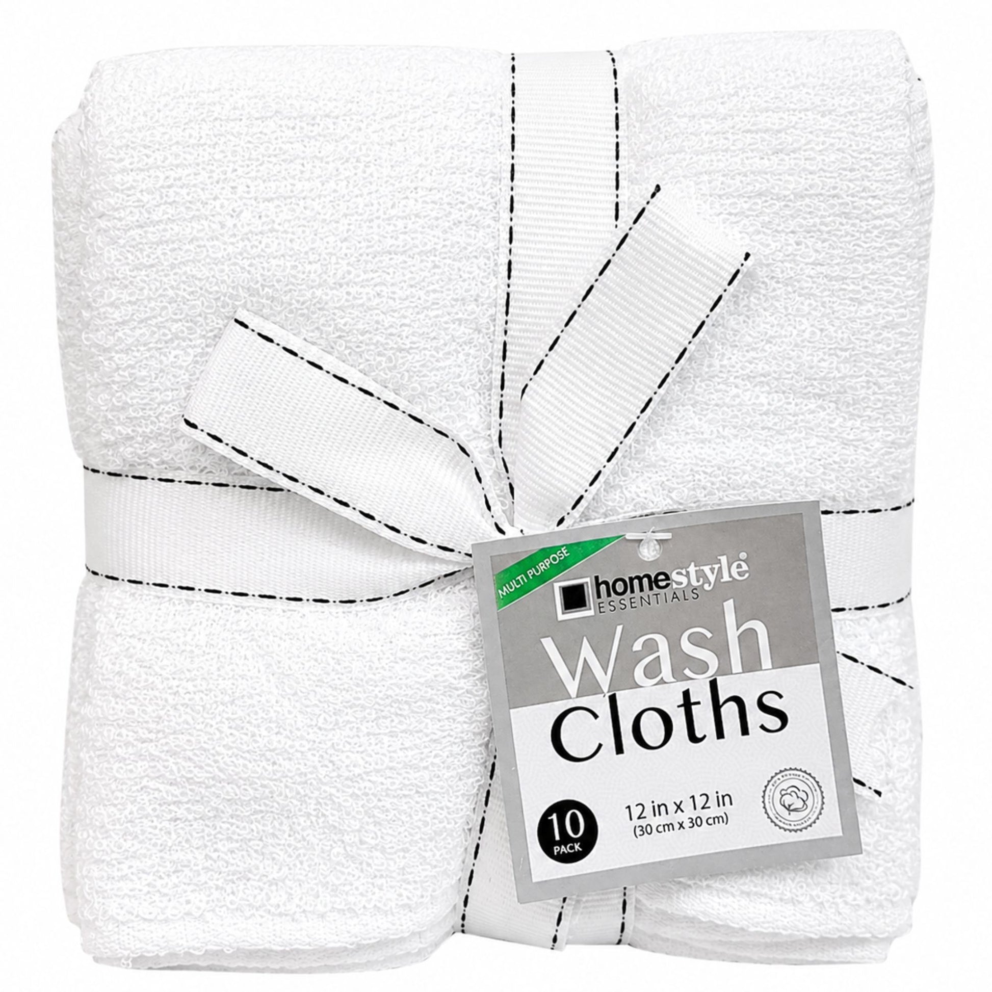 Wash Cloths 12"x12" 100% Cotton White 10 Pack Washcloths VeZee