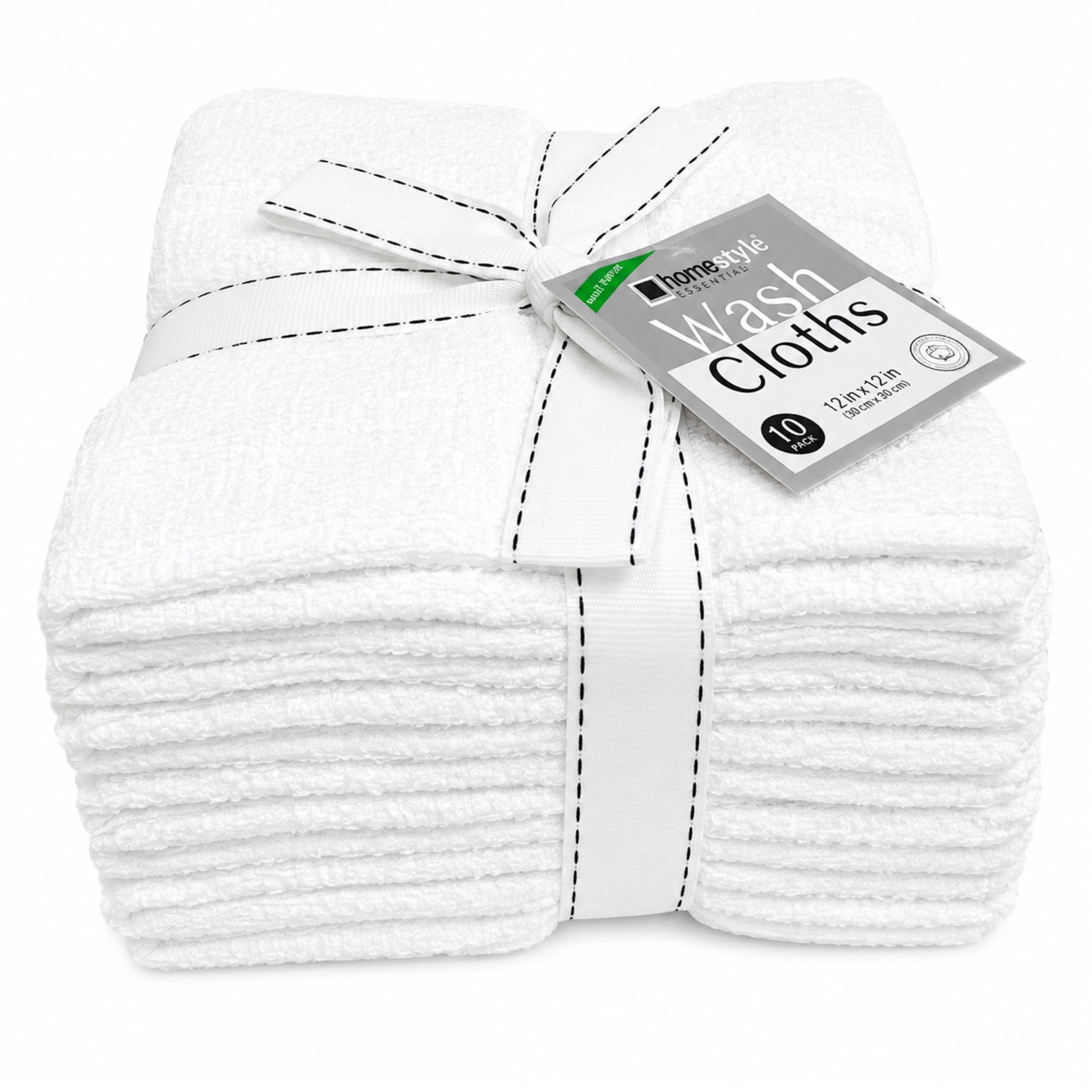 Wash Cloths 12"x12" 100% Cotton White 10 Pack Washcloths VeZee