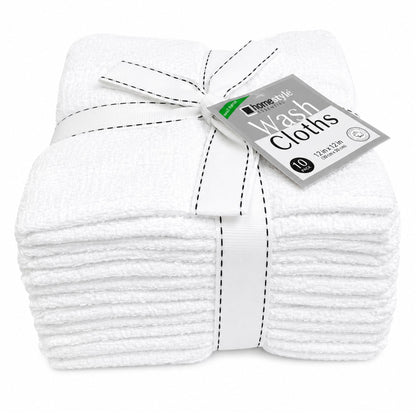 Wash Cloths 12"x12" 100% Cotton White 10 Pack Washcloths VeZee