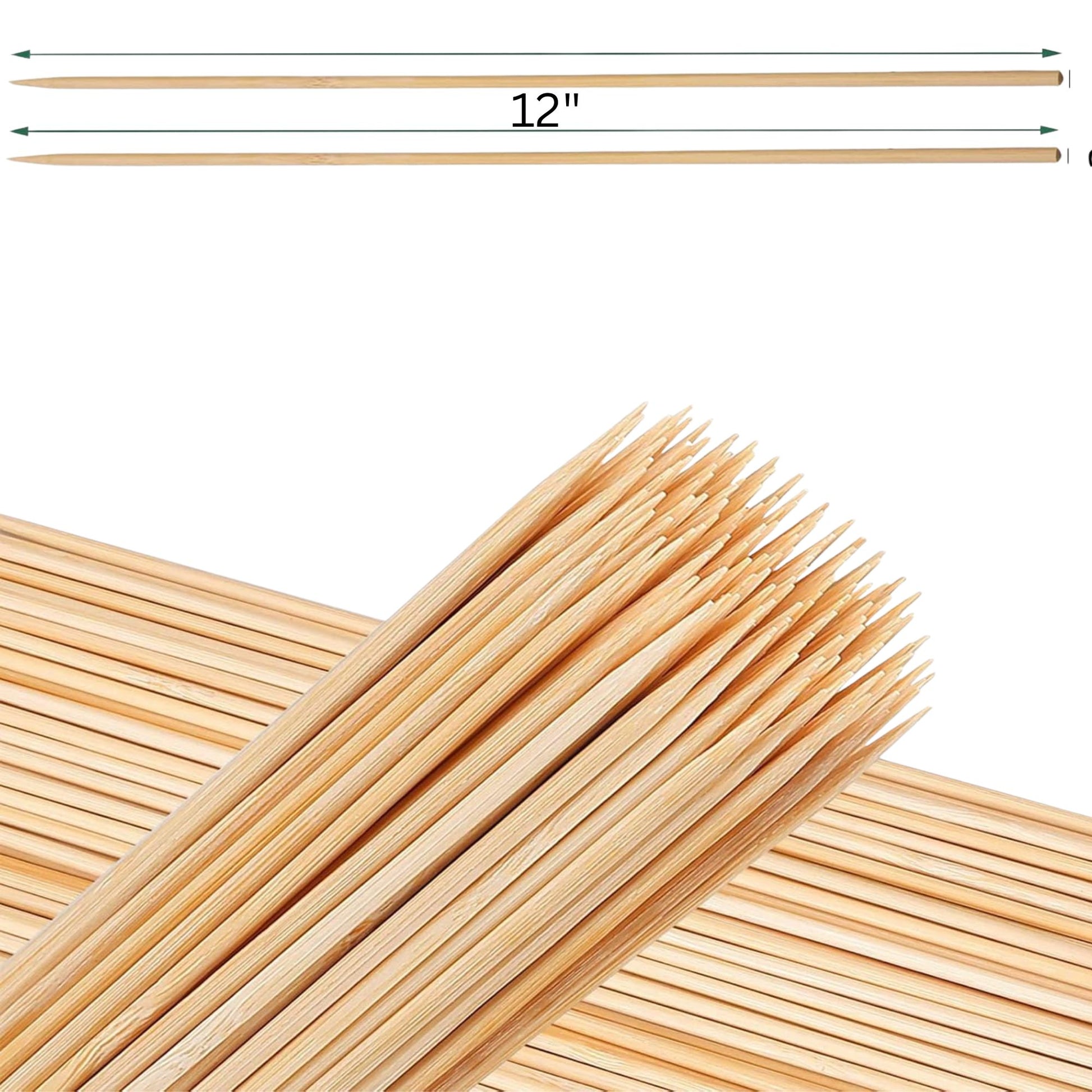 Falcon 12" Bamboo Skewers | Natural BBQ Sticks for Grilling, Kabobs & More Cutlery Lillian