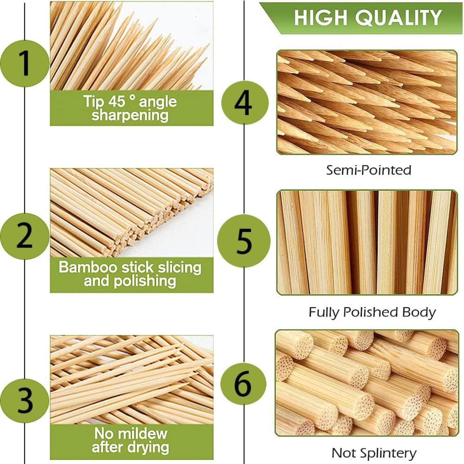 Falcon 12" Bamboo Skewers | Natural BBQ Sticks for Grilling, Kabobs & More Cutlery Lillian