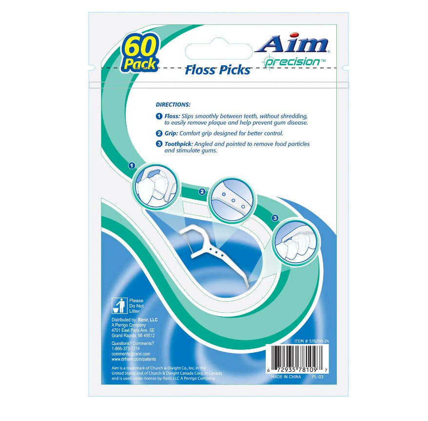 Aim Percision Floss Picks | 60 Pack Household OnlyOneStopShop   