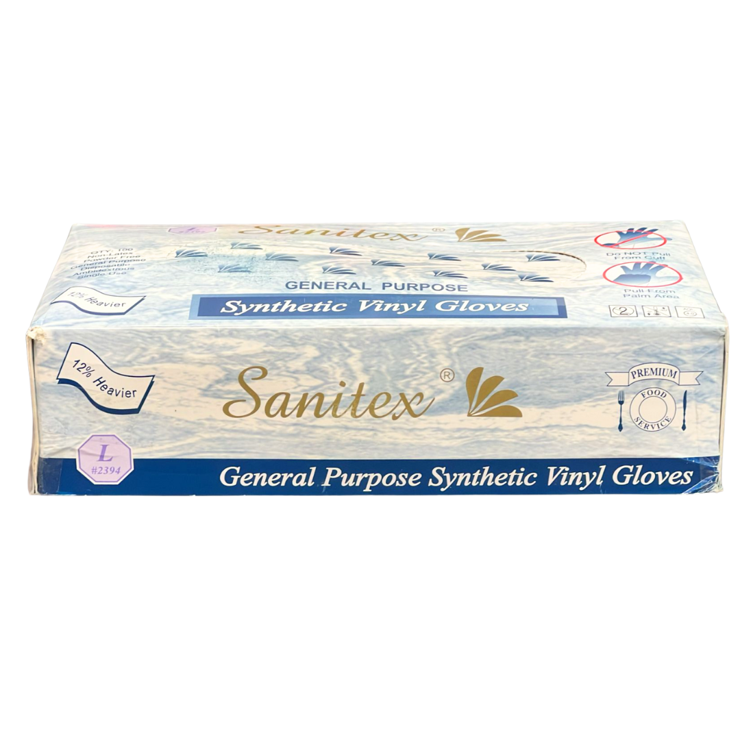 Sanitex Vinyl Disposable Gloves - 100Pcs - Large Disposable Gloves Sanitex