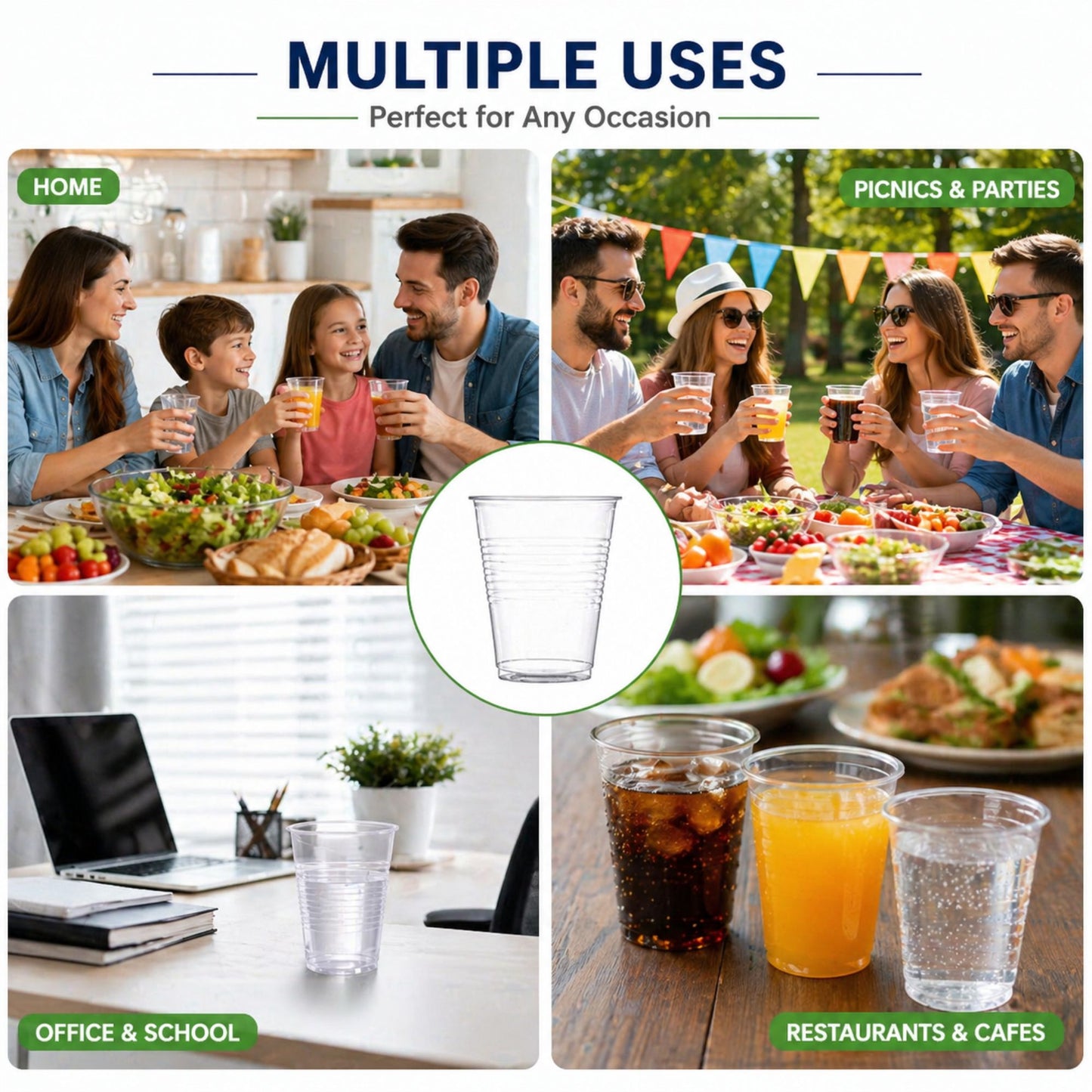 *WHOLESALE* 7oz Plastic Light weight Clear Everyday Cups 1200 ct. Disposable Cups VeZee