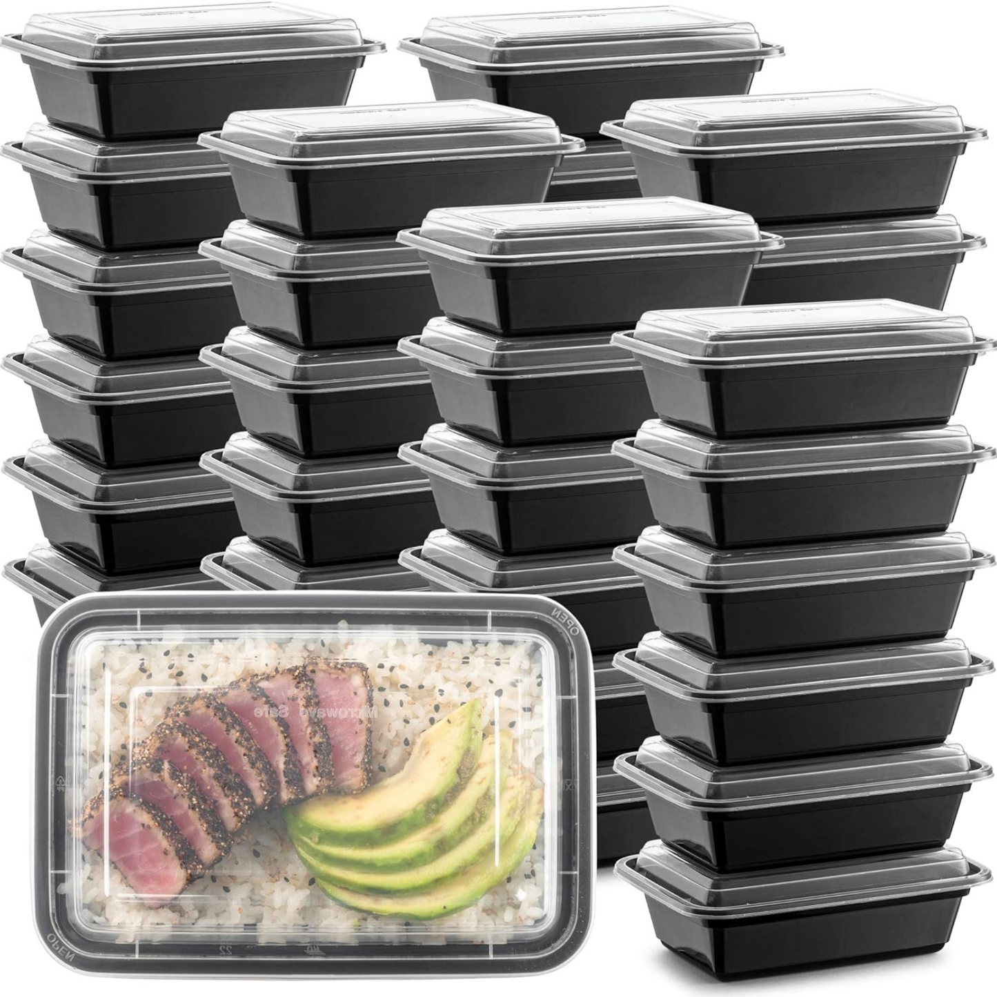 *WHOLESALE* 28oz. Black Rectangular Containers with clear lids | 150 ct/Case Food Storage & Serving VeZee   