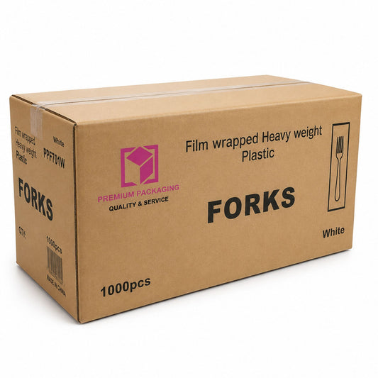*WHOLESALE* Black Fork Wrapped Heavy Weight Plastic Disposable 1000/Case Disposable Forks VeZee