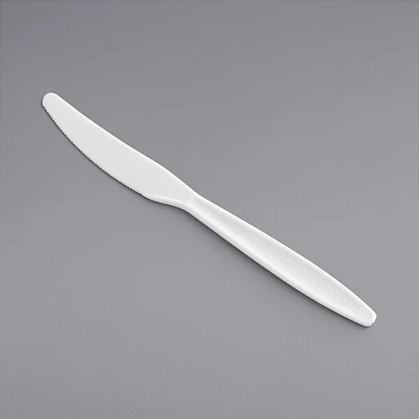 "BULK" Plastic Cutlery, Knives Medium Weight Disposable White Cutlery Nicole Collection   